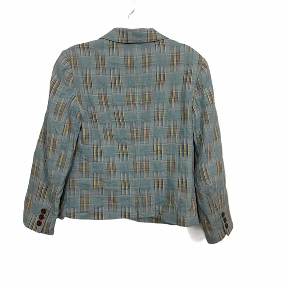 🆕 without tags but never worn. Anthropologie Fading Madras Blazer - Picture 4 of 8